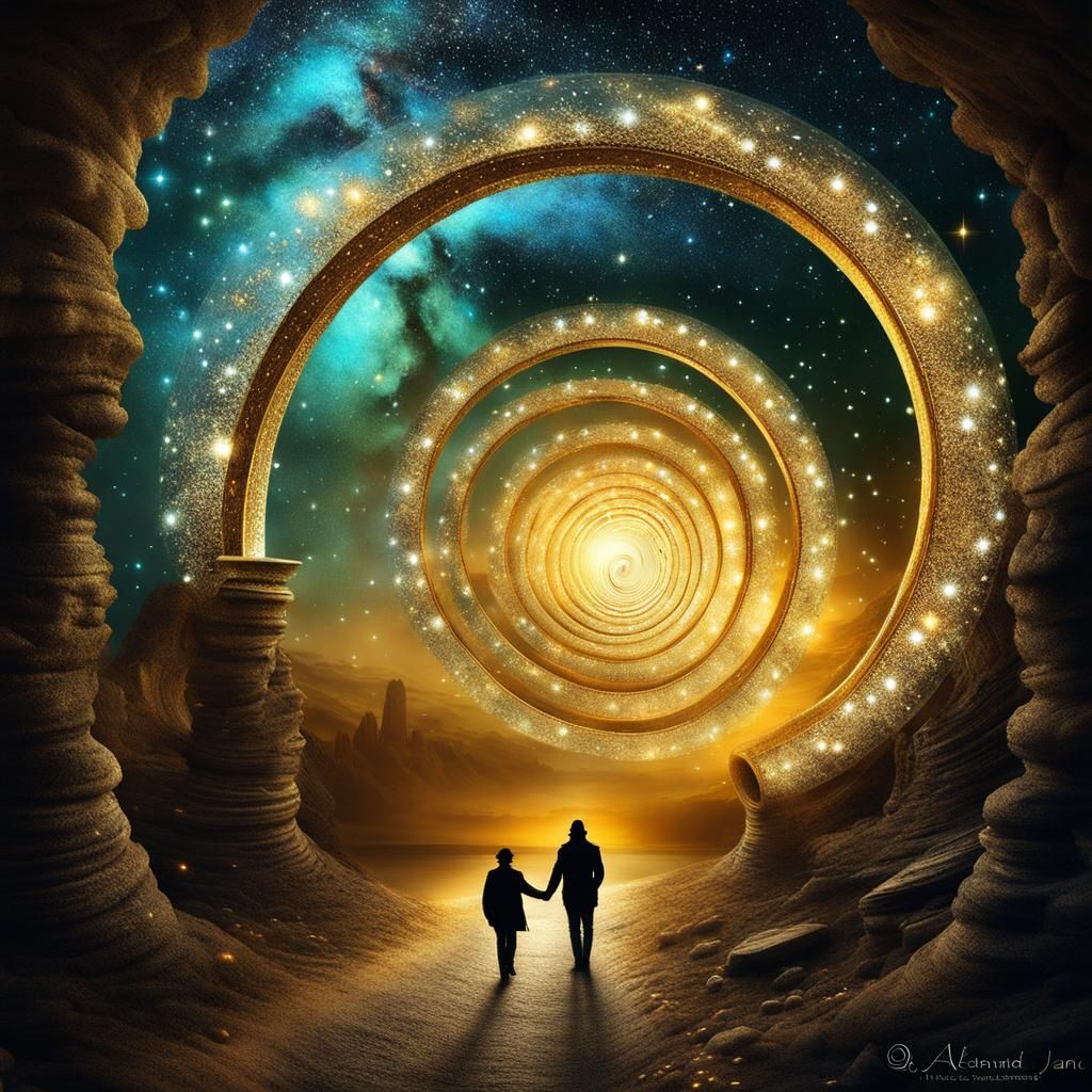 Surreal Spiral Portal of Stars and Crystals