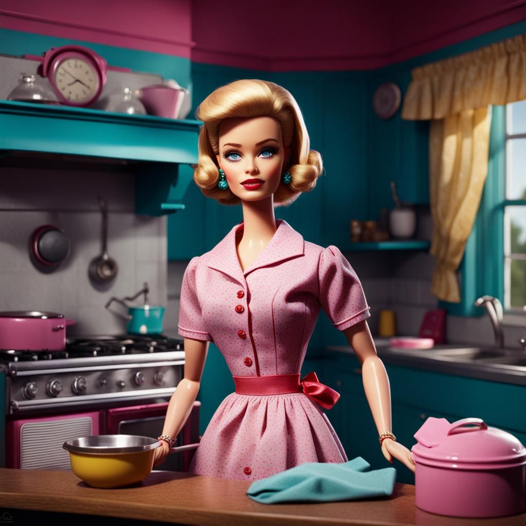 1950s Housewife Barbie: Detailed Matte Painting