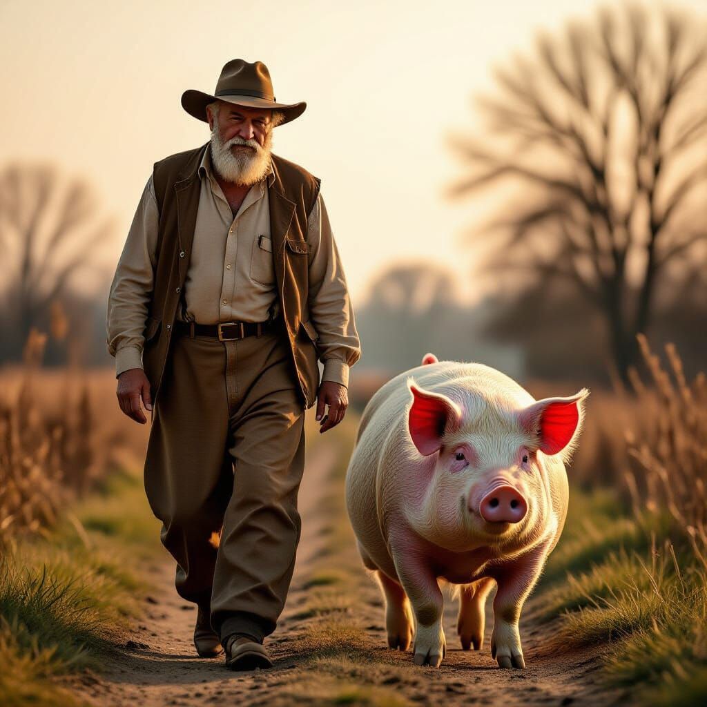 Old Man and Pig: Cinematic Film Still