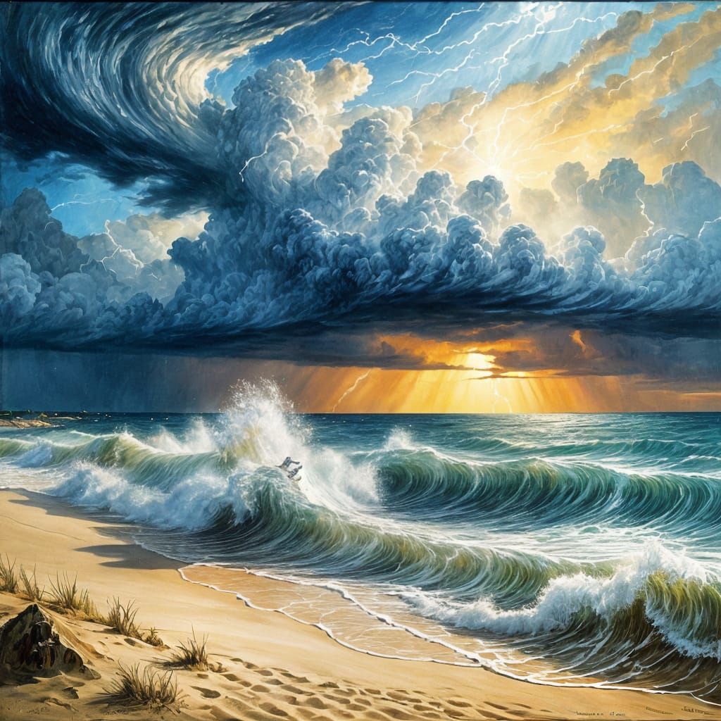 Surreal Ocean Landscape in Salvador Dali Style