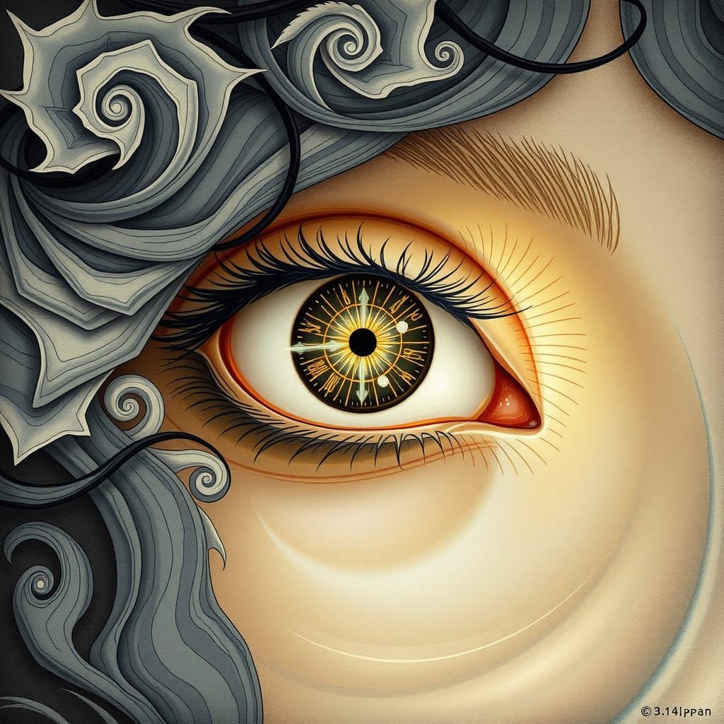 Mystical Woman's Eye Drawing in Dreamlike Style