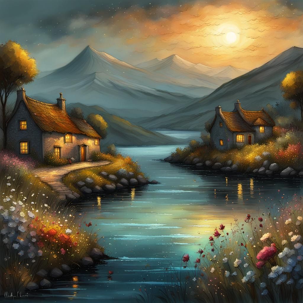 Evening Bay Landscape in Sam Toft Style