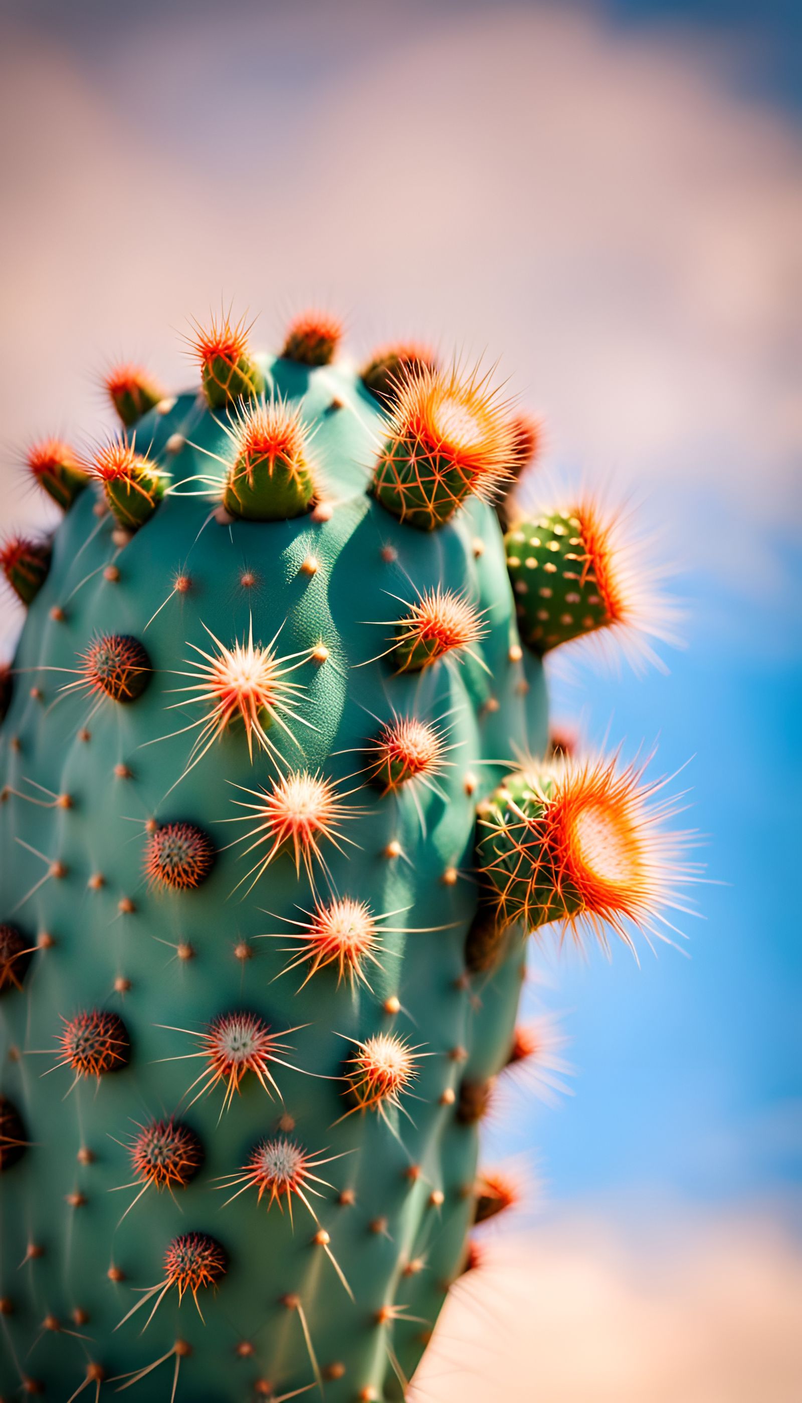 Cactus Plant Against Sky Blue, Professional Photography