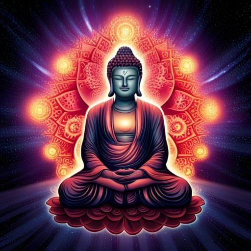 Fractal Buddha Meditating in Space: Comic Book Art