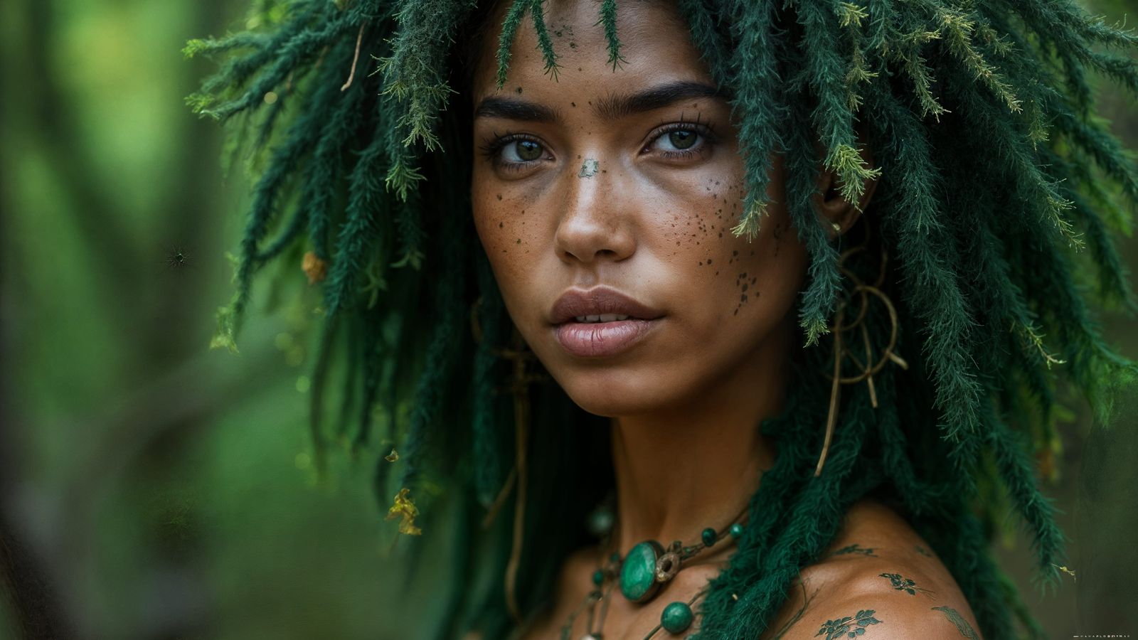 Verdant Oracle: Indigenous Mystic Portrait