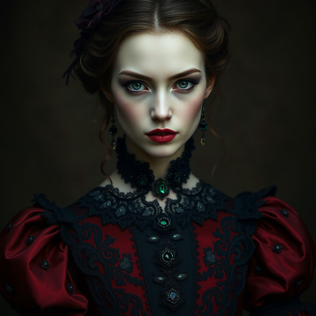 Mystical Victorian Woman Portrait in Dark Romanticism