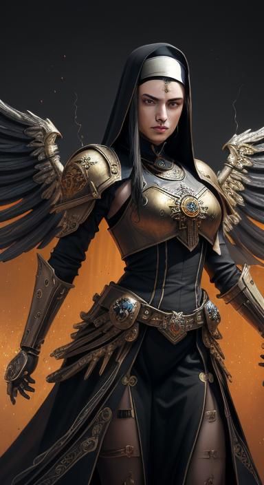 Warhammer 40k, Bettle Sister Warrior nun. Ceremonial dress, feminine sexuality. A beautiful woman.HQ fantasy. Industrial...