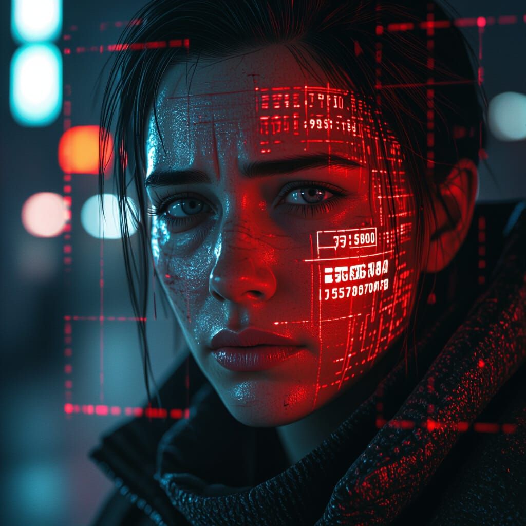 Dystopian Citizen Scanned By Facial Recognition Device