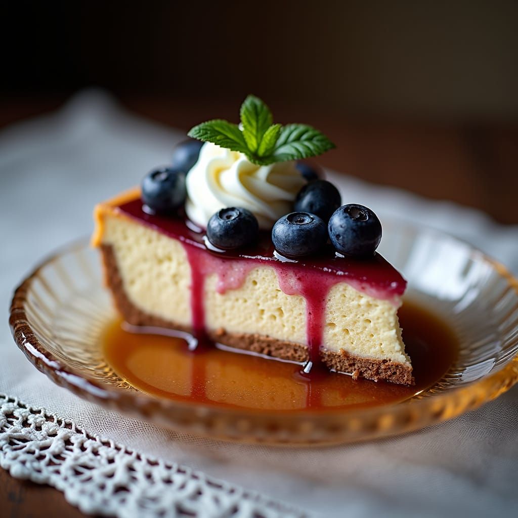 Realistic New York Style Cheesecake with Glazed Blueberries ...