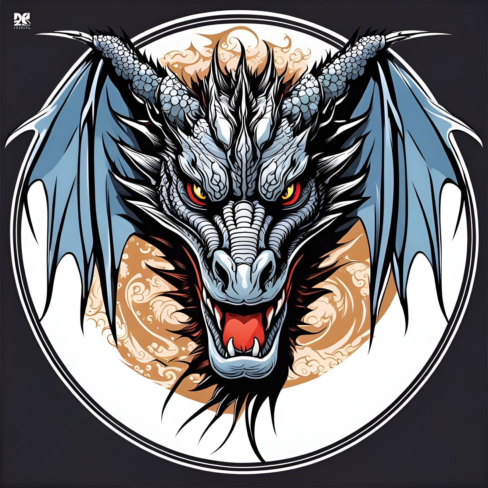 Dragon Vector Graphic Logo with Wings