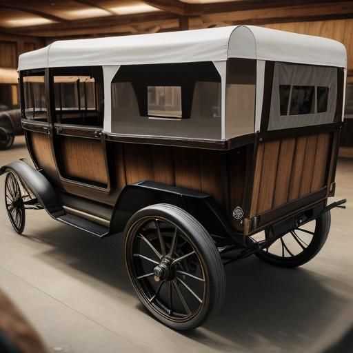 Steampunk Conestoga Wagon at Car Show, Hyperrealistic