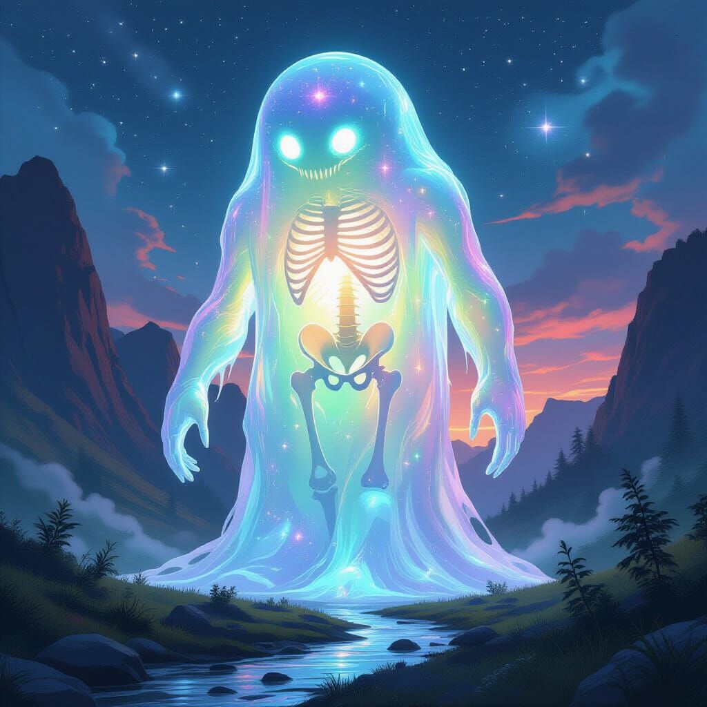 Iridescent Slime Giant in Surrealist Style