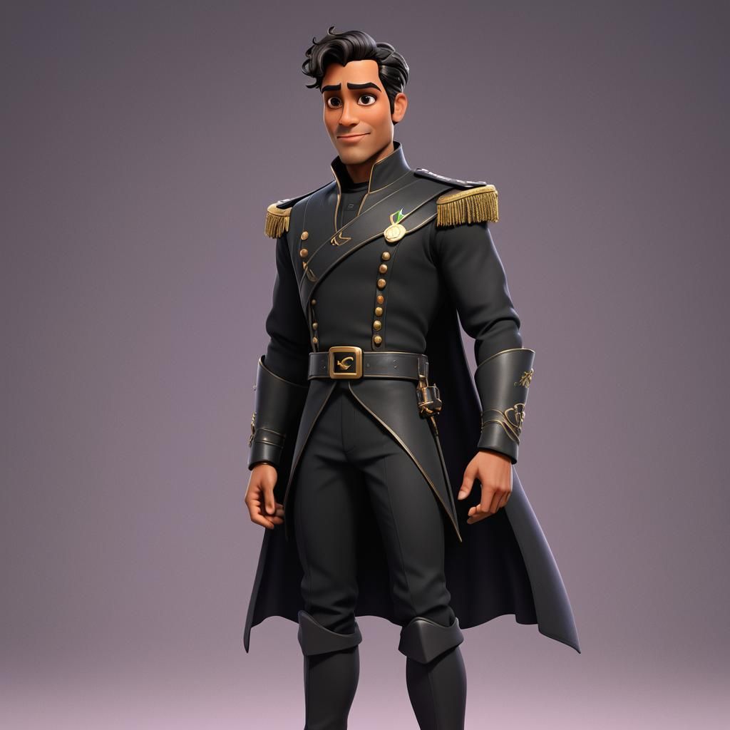 Prince Naveen in Black Clothes: 3D Digital Art