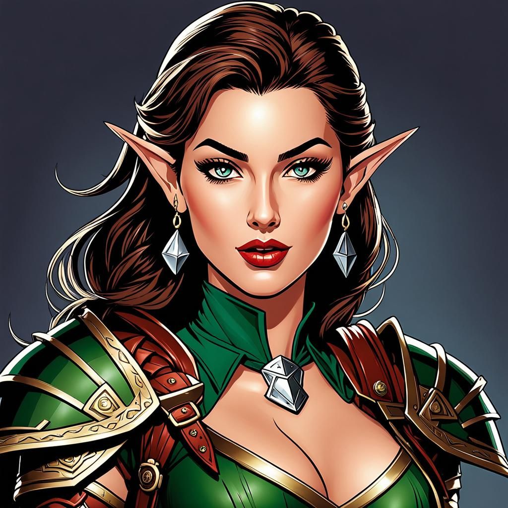 Half-elf ranger, comic, digital art