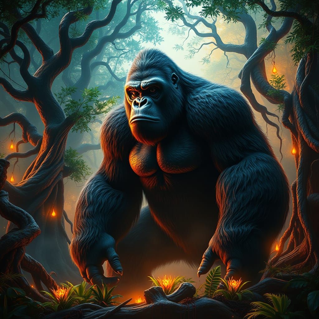 Majestic King Kong in a Vibrant Jungle Realm
