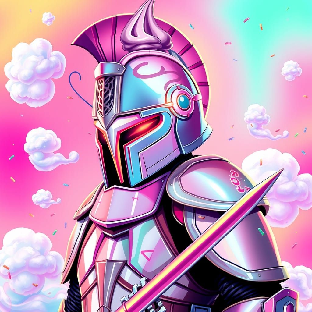 Vibrant Warrior in Neon Acrylic Armor