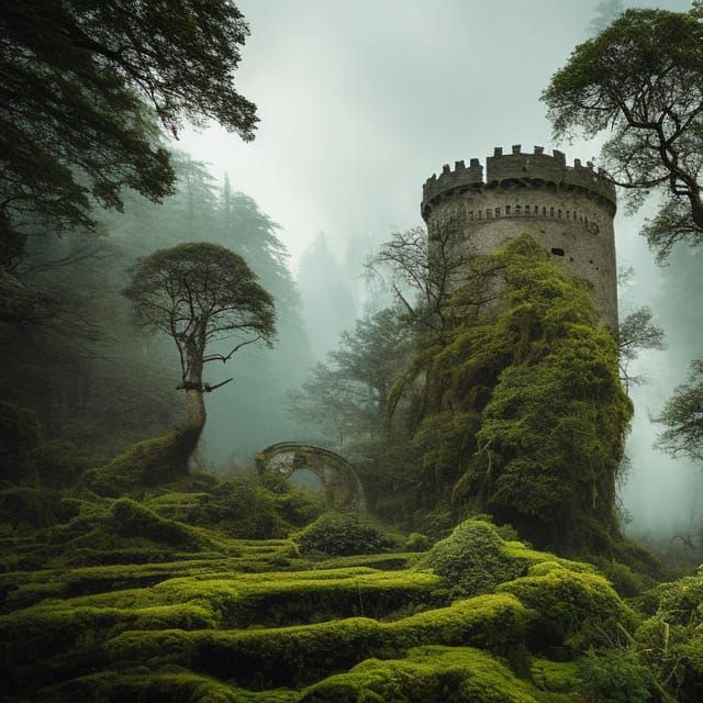 Fairytale Castle Ruins: A Dramatic Digital Painting