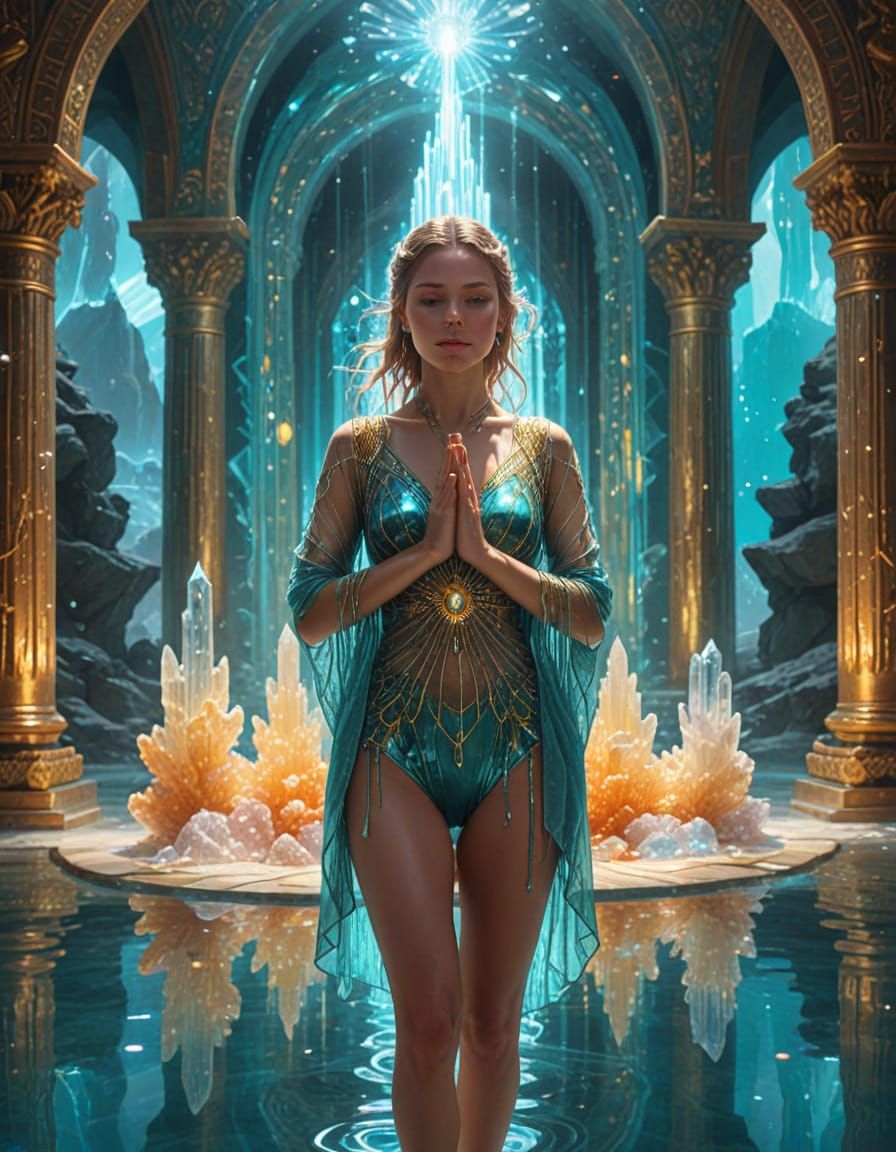 Lemurian Crystal Temple: Lotus Blossom Design with Ethereal ...