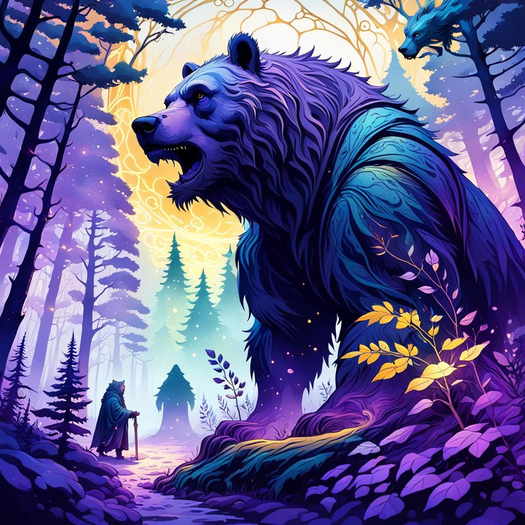 Vedalken Druid Shapeshifting in Mystical Forest