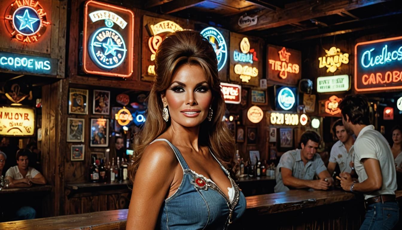 Raquel Welch Night Portrait in a Texas Cowboy Bar