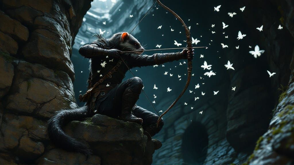 Mysterious Ferret Ranger in Dimly Lit Sewers