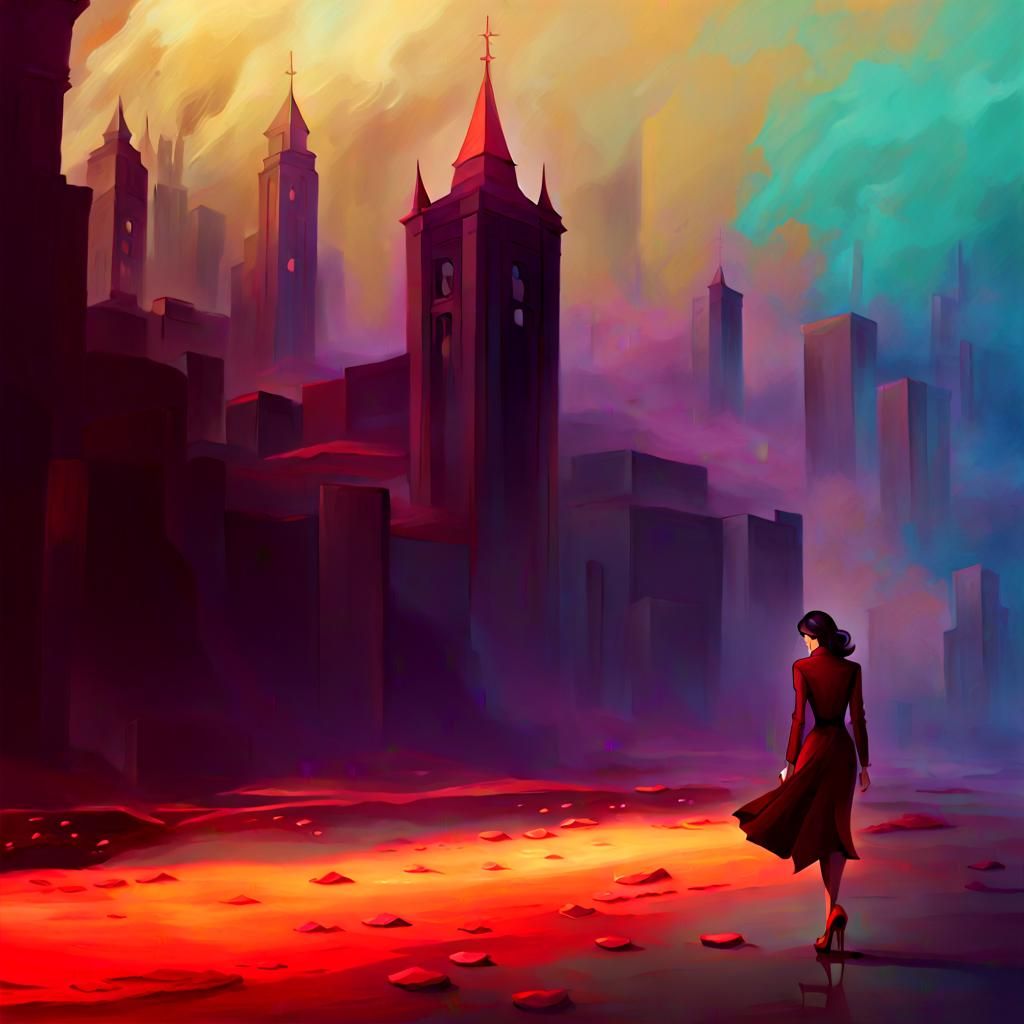 Sad Woman Grieving Loss in Ethereal Space