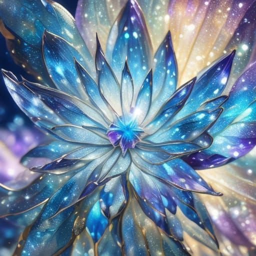 Crystal Flower in Iridescent Landscape