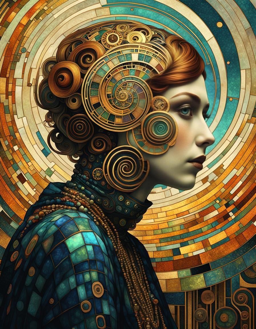Art Deco Woman in Klimt Style