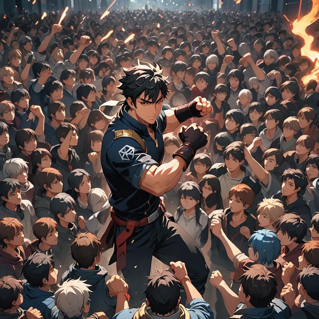 Hero's Defiance: Anime-Style Concept Art in 8k