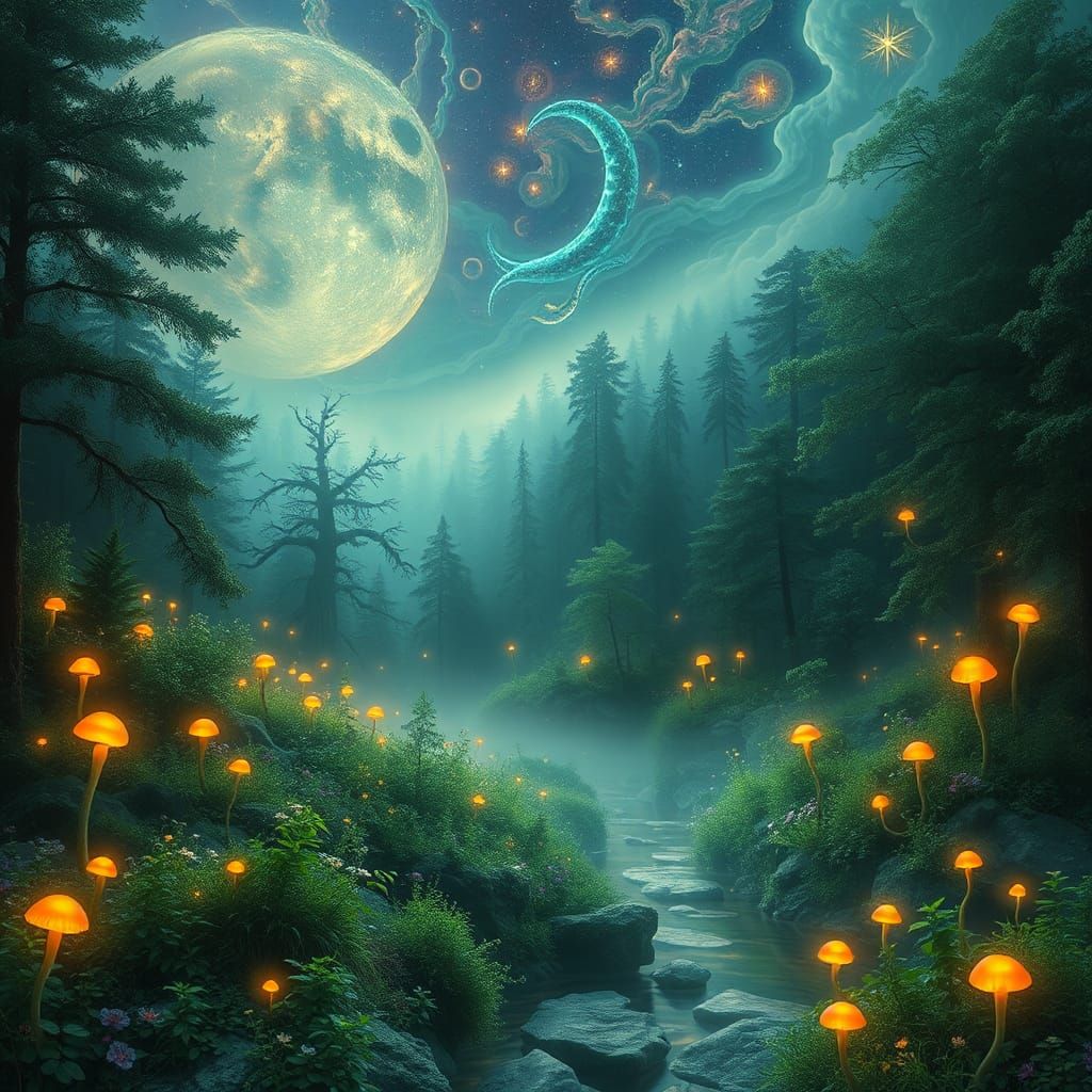 Mystical Forest Dreamscape in Ethereal Light