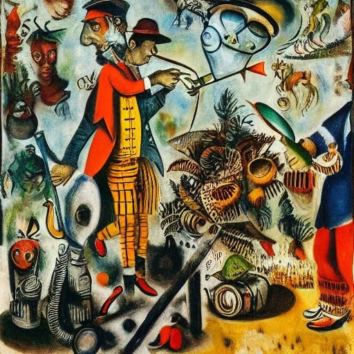 Suitcase Characters in a Surreal World