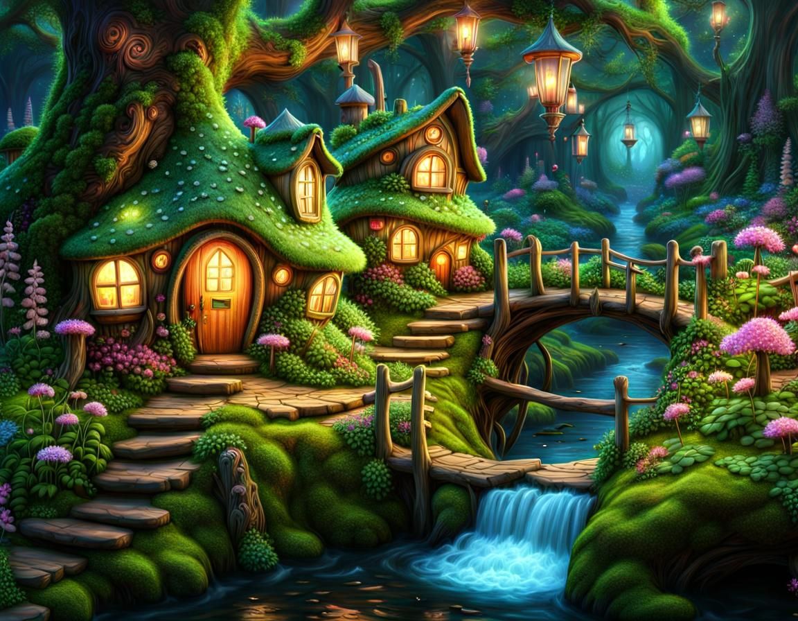Fairy Homes by the Forest Stream