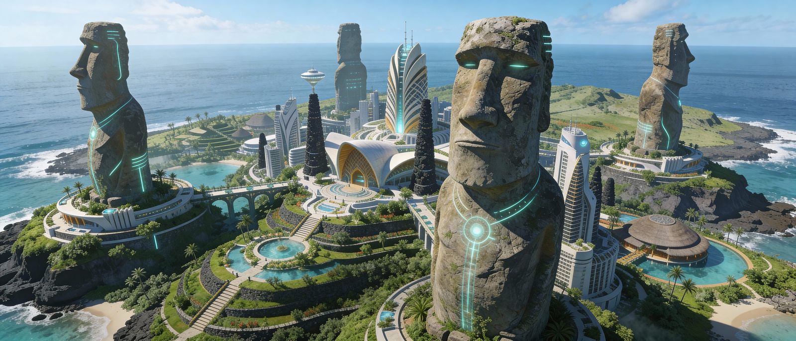 Futuristic Easter Island Civilization Reimagined