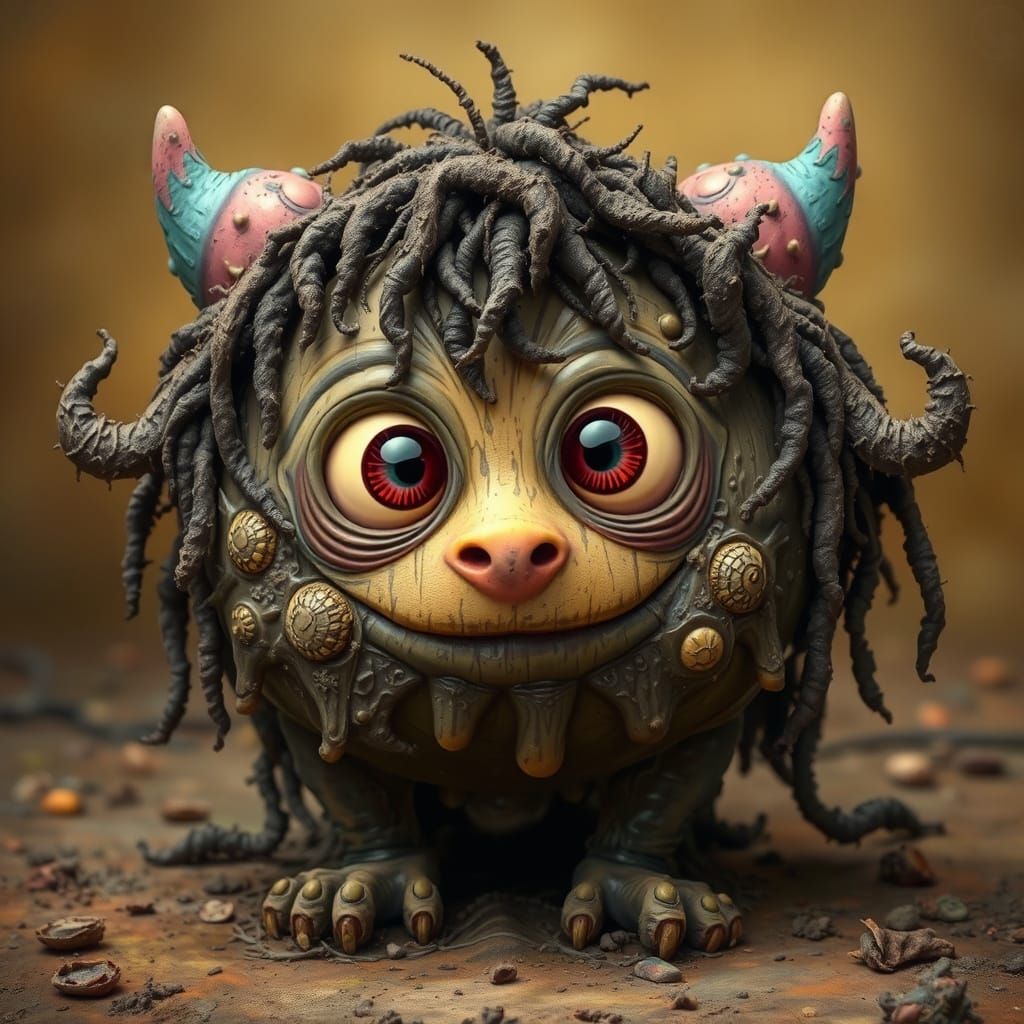 Whimsical Mud-Covered Fantasy Creature
