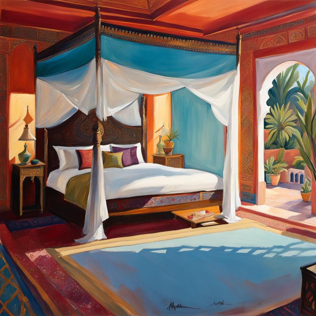 Elegant and luxurious Moroccan bedroom.