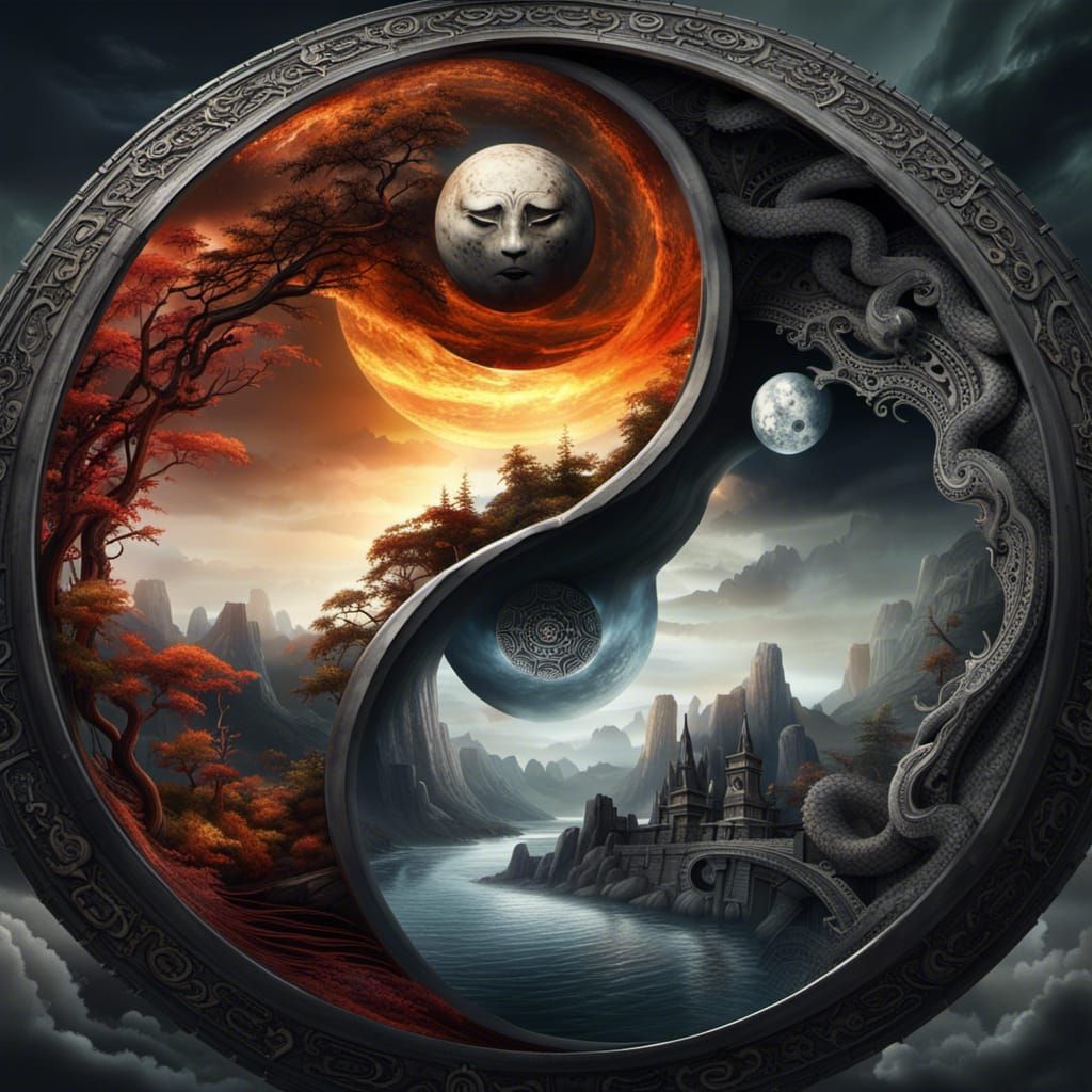 Detailed Yin and Yang Digital Art