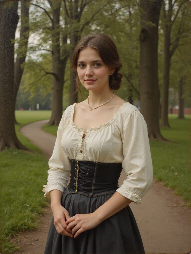 Elegant Victorian Lady in a Park Landscape