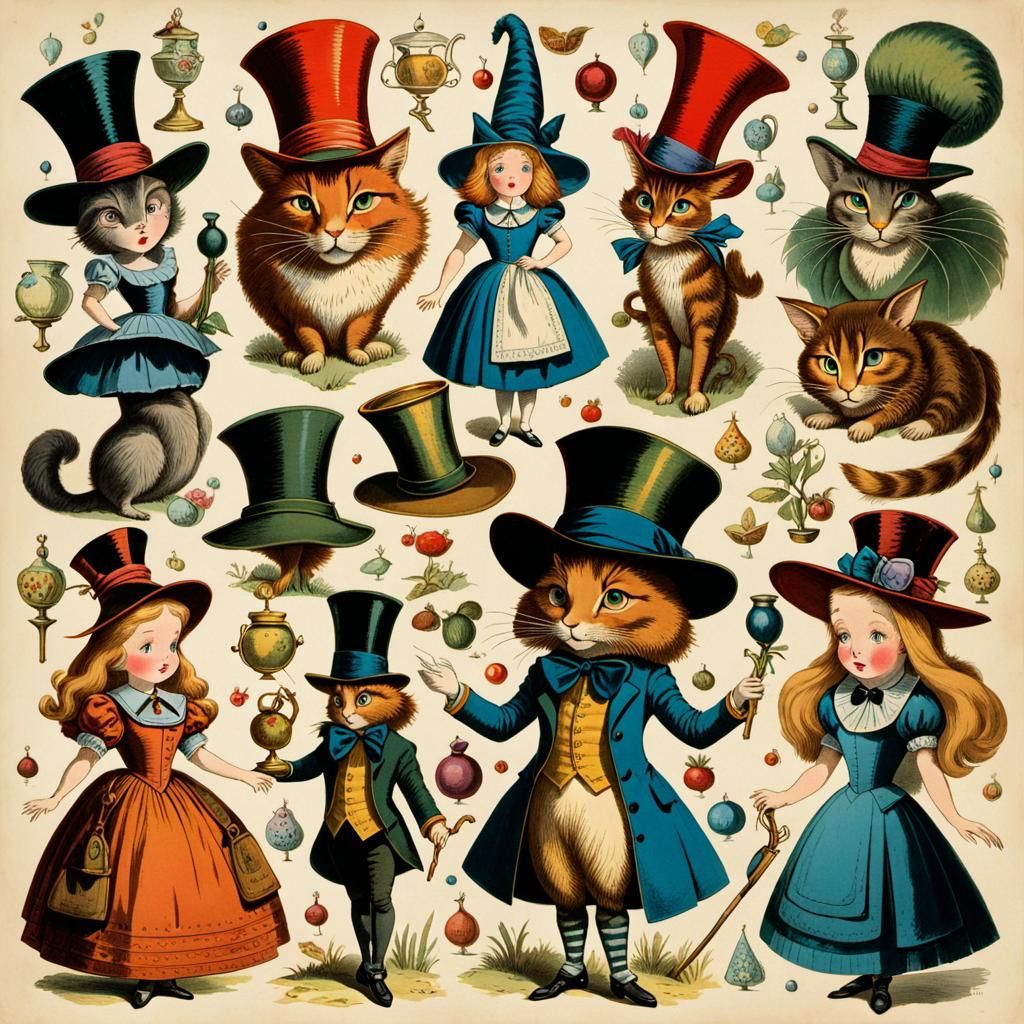 Alice in Wonderland Characters in Antique Illustrations