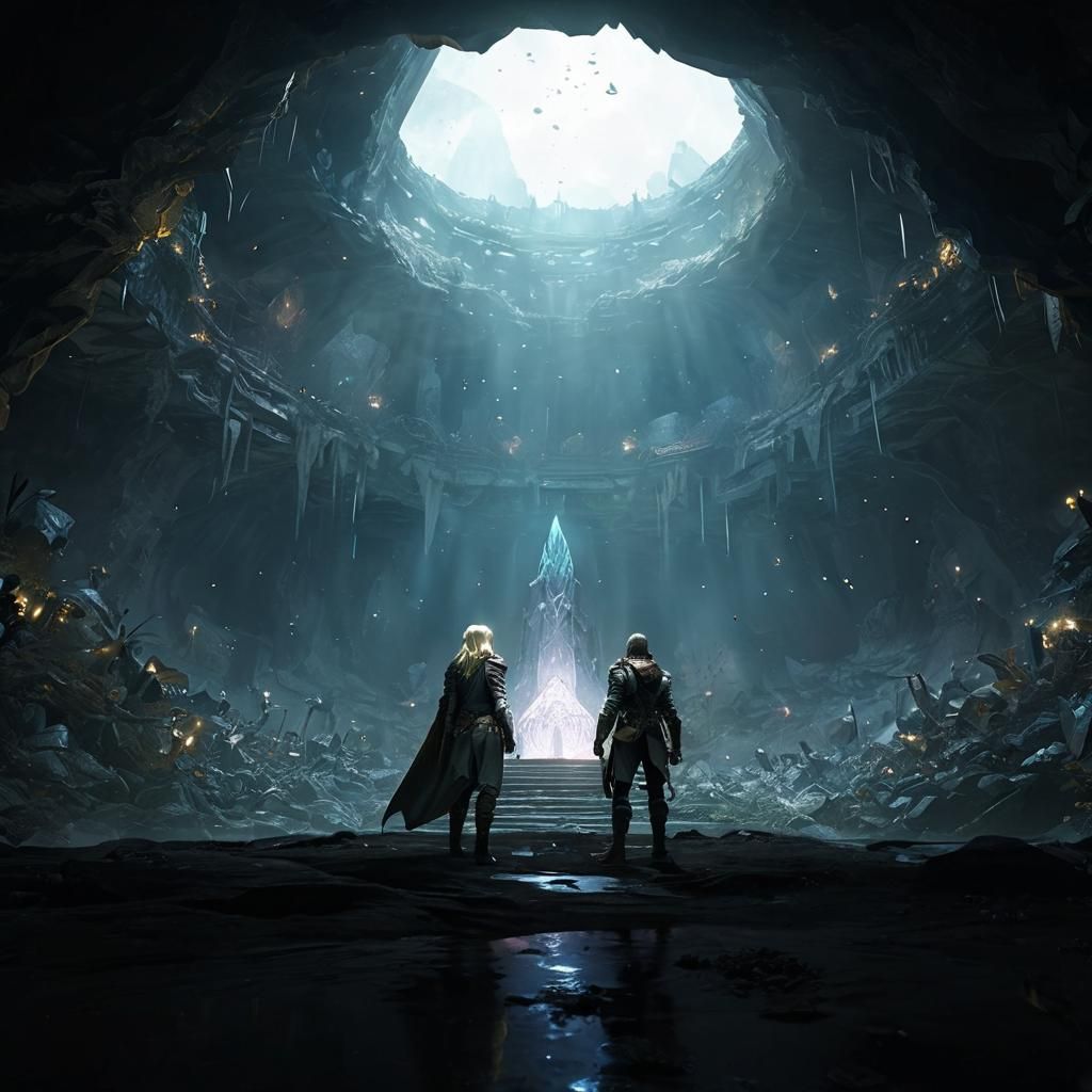 Fantasy Horror Cavern with Elf and Orc