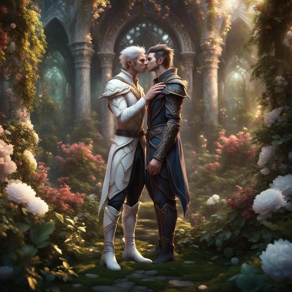 Elven Love: A Kiss in a Fantasy Garden