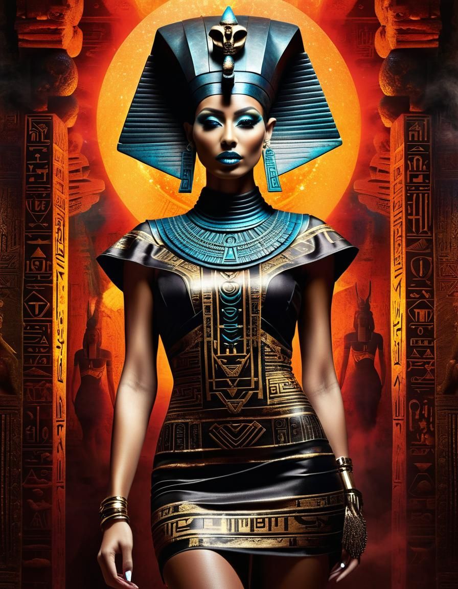 Furious Anunnaki Deity in Shadowy Temple