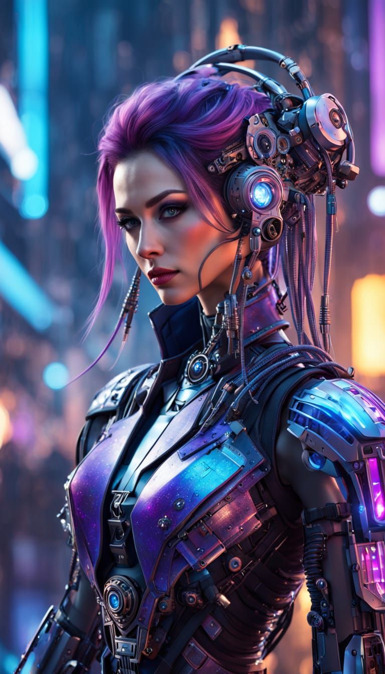 Futuristic Pirate Bot in Cyberpunk Style