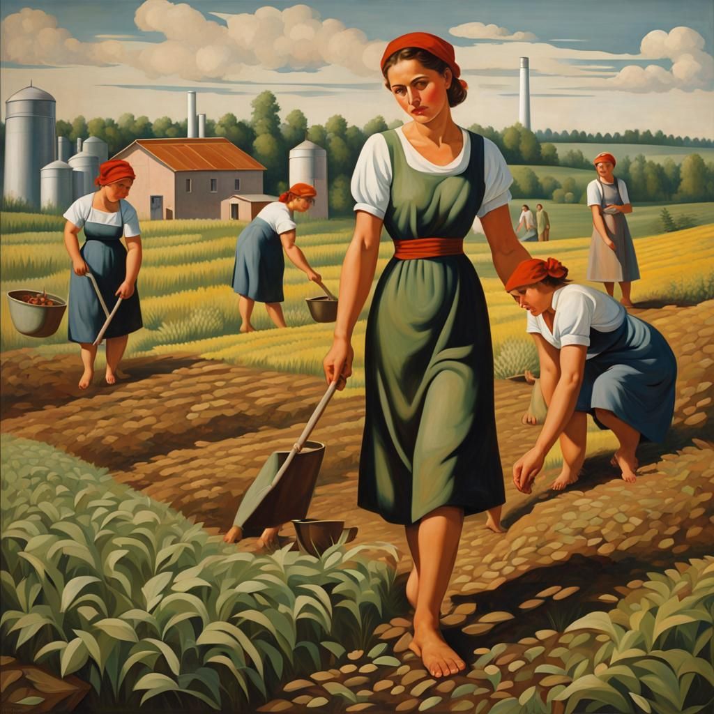 Soviet Realist Mural: Women at Work
