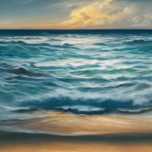 Majestic Sandcastle at Sunset: Baroque Oil Painting