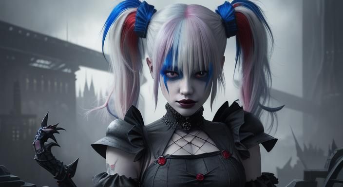 petite Harley Quin wearing sheer lace in Gotham City angst p...