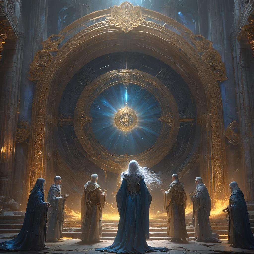 Mystical Portal with Ancient Woman in Fantasy Art