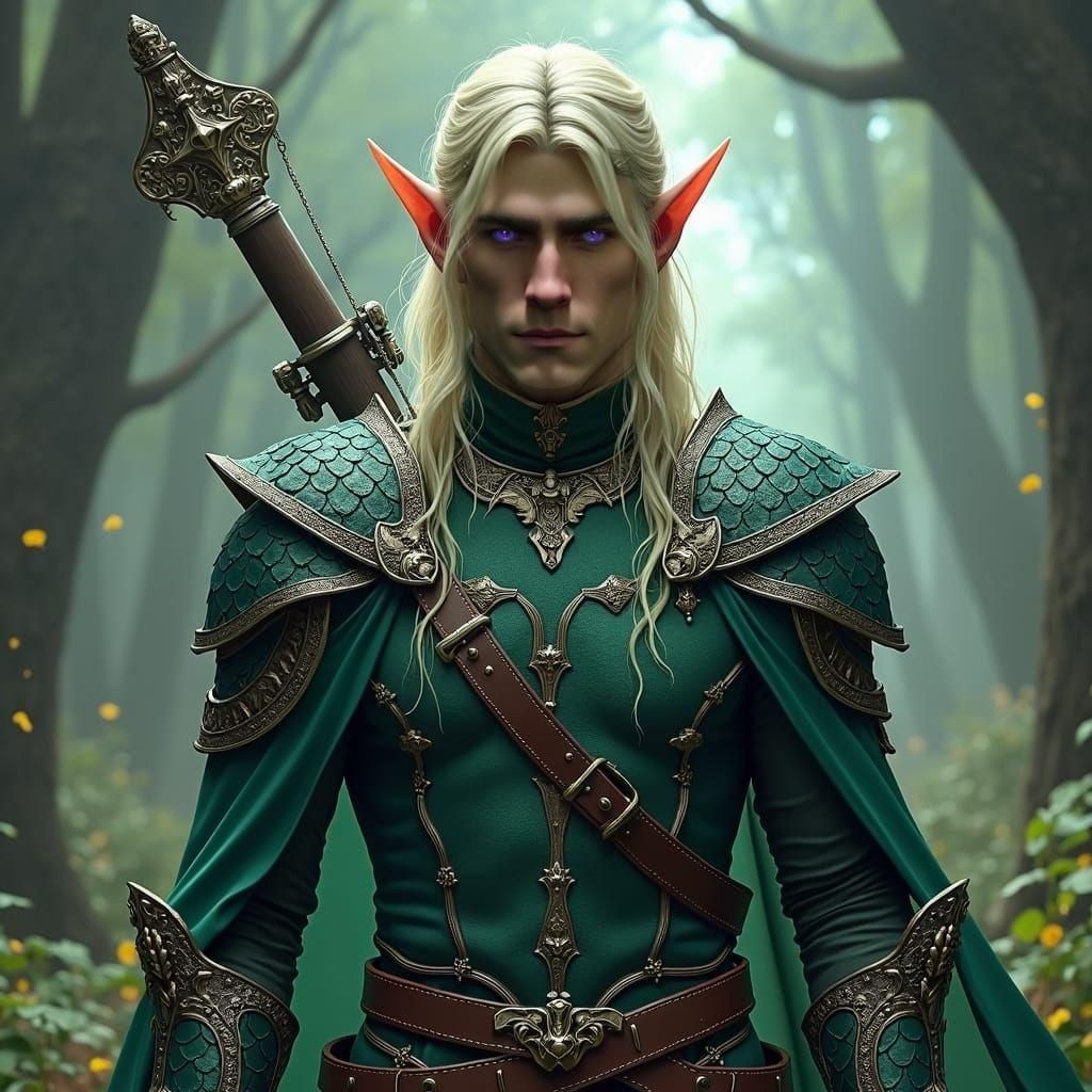 Half-Elf Ranger in Scale Mail: Dark Fantasy Art