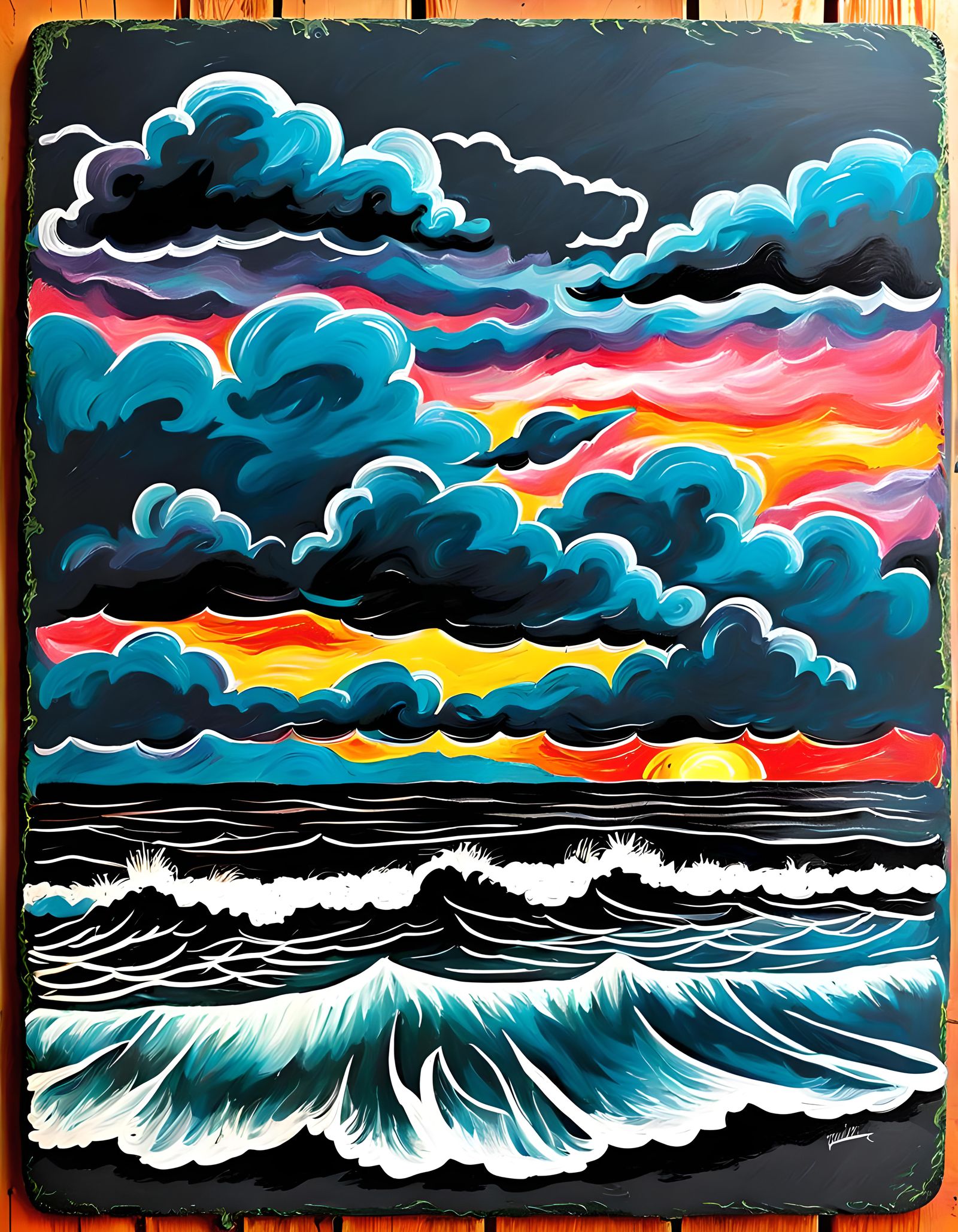 Stormy Sea Chalk Art