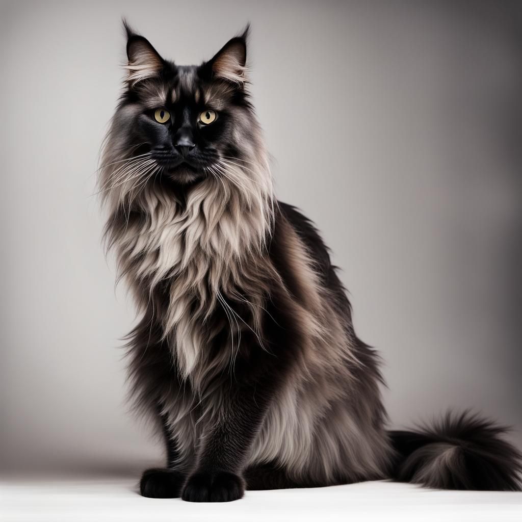 A black smoke MaineC cat