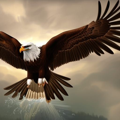 Hyperrealistic Eagles in Colorful Splash Art Style